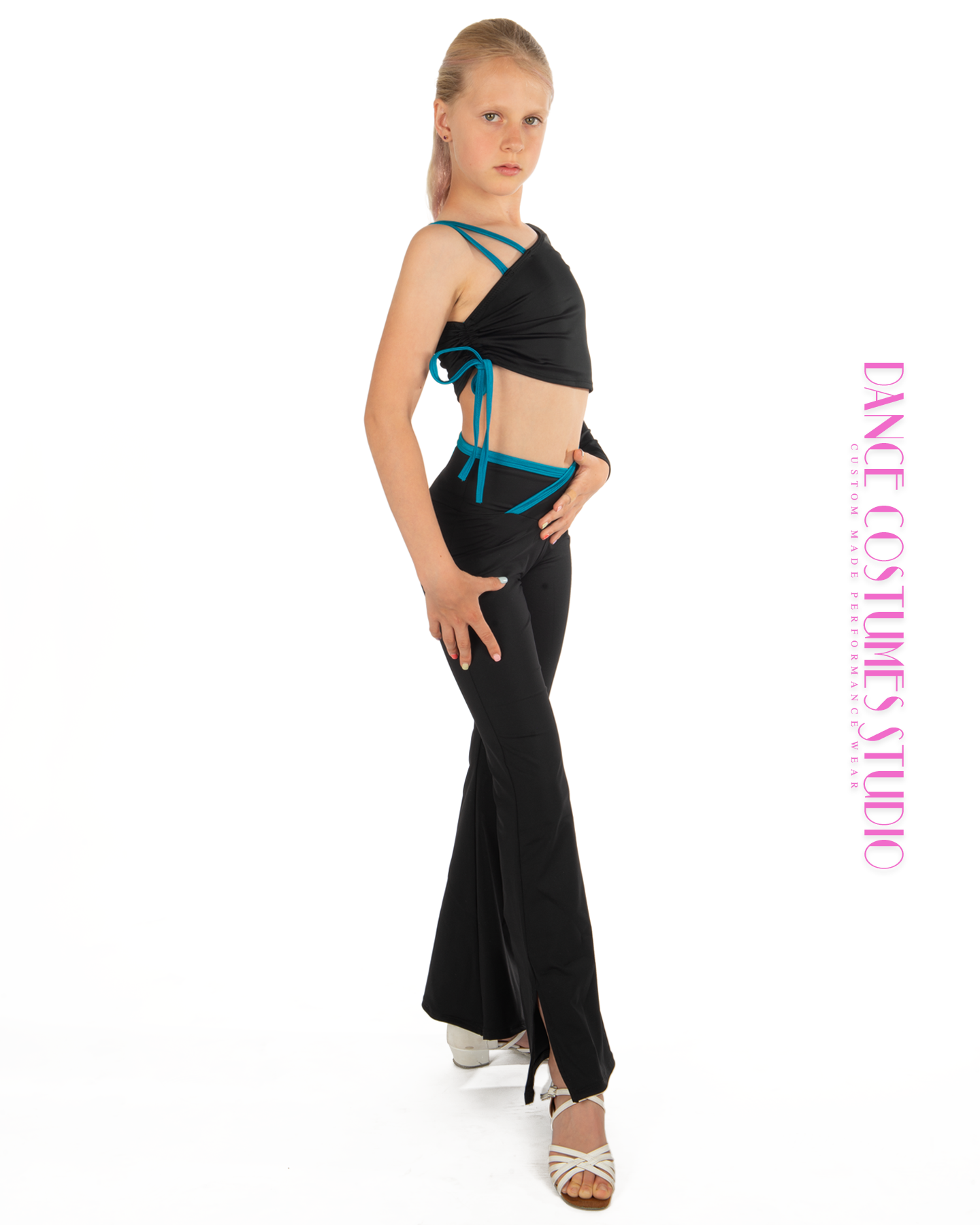 Paige One Sleeve Asymmetric Dance Crop Top