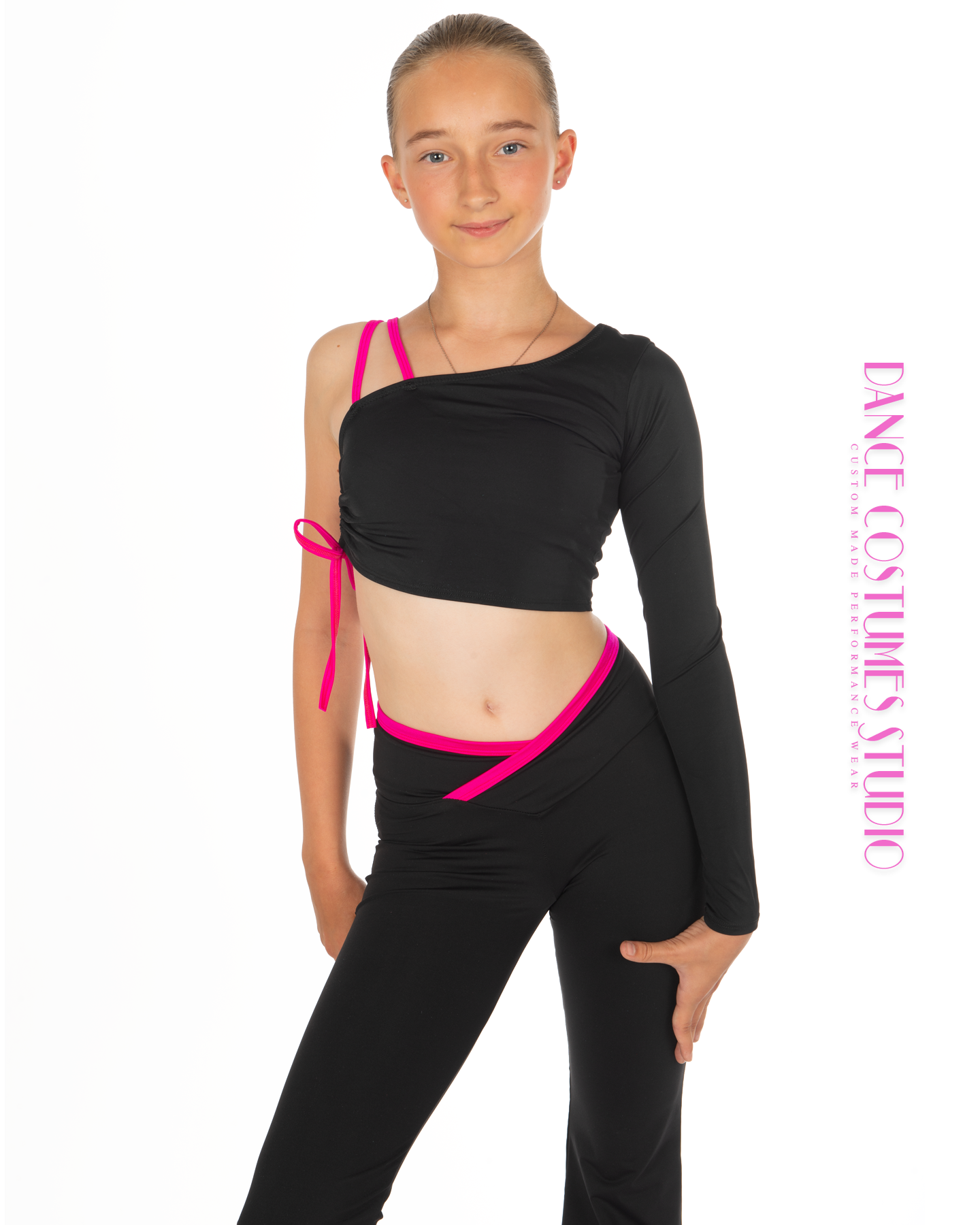 Paige One Sleeve Asymmetric Dance Crop Top
