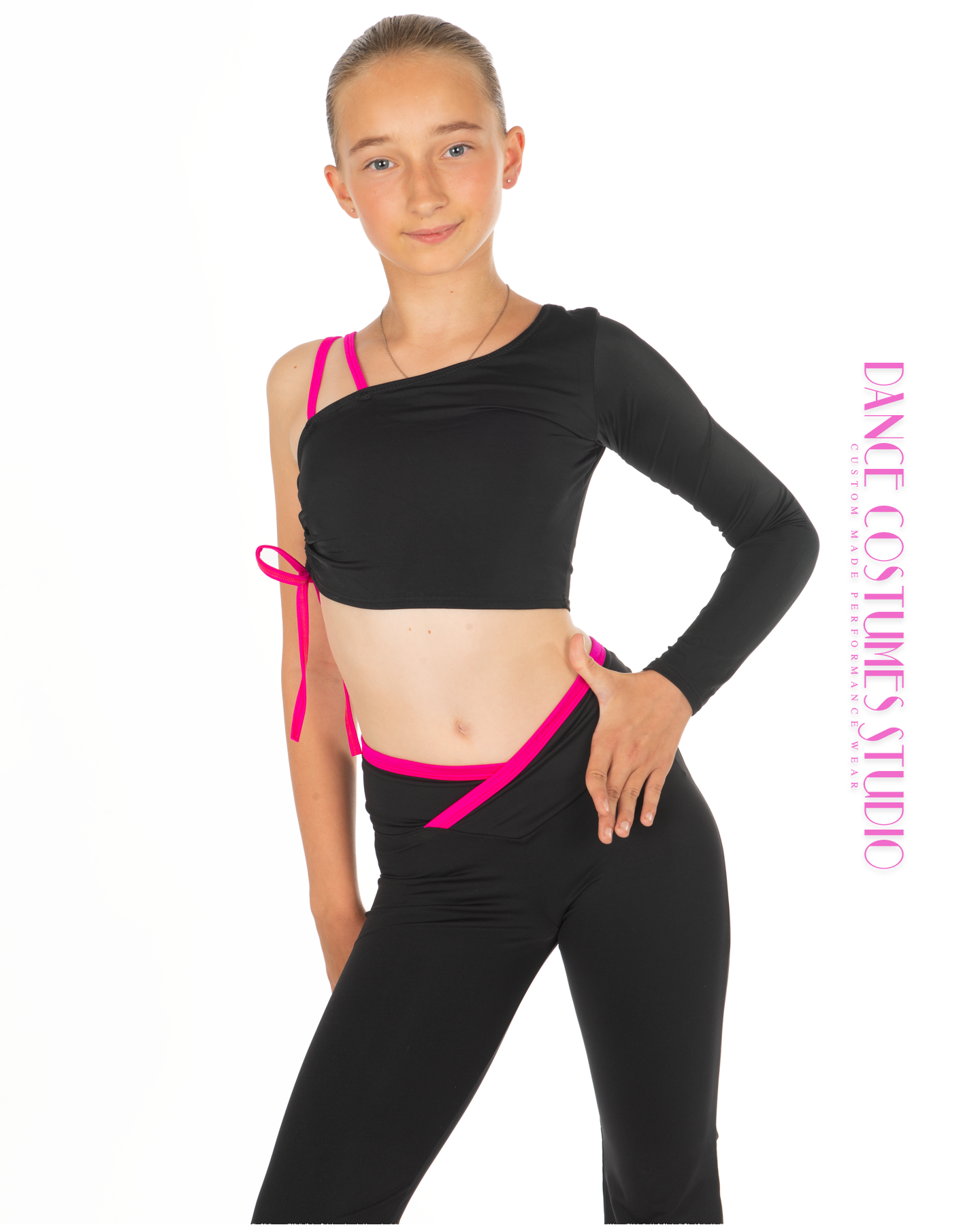 Paige One Sleeve Asymmetric Dance Crop Top