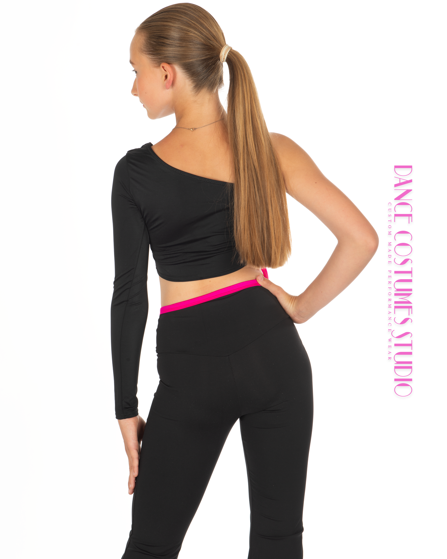 Paige One Sleeve Asymmetric Dance Crop Top