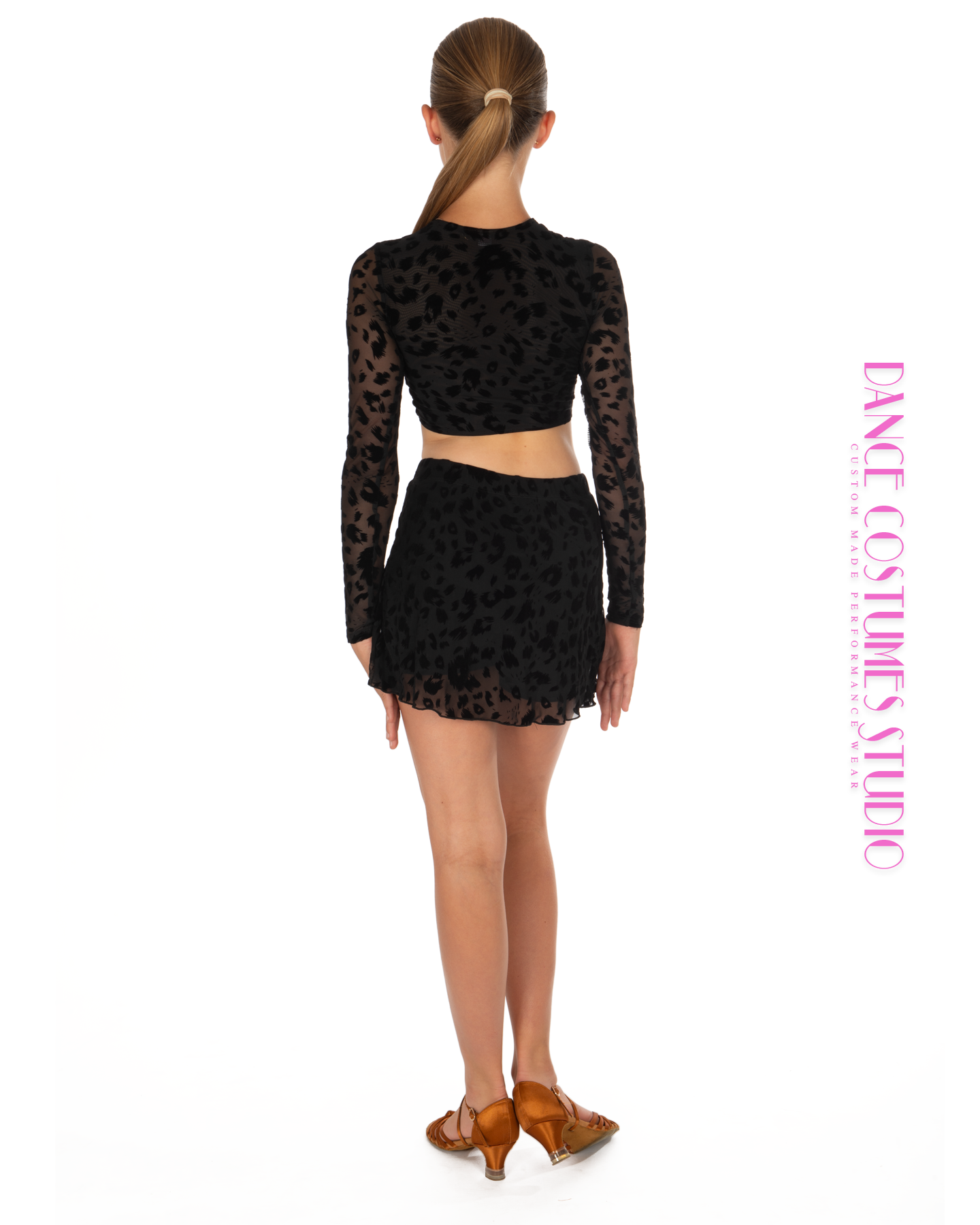 Gloria Mesh Long Sleeve Dance Crop Top