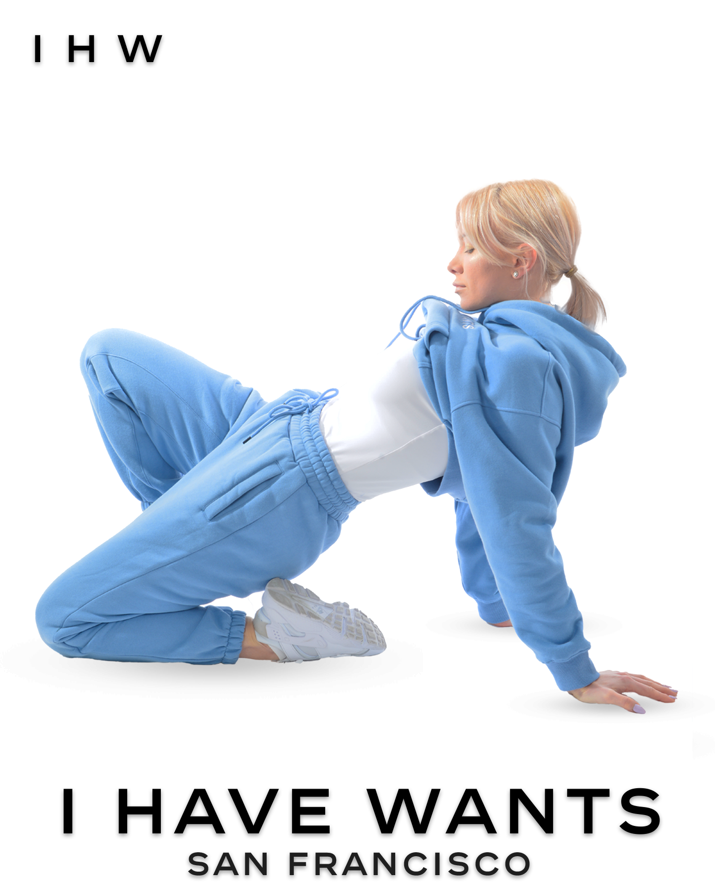 Womens Kangaroo Pocket Drawstring Blue Hoodie & Joggers - I Have Wants Logo