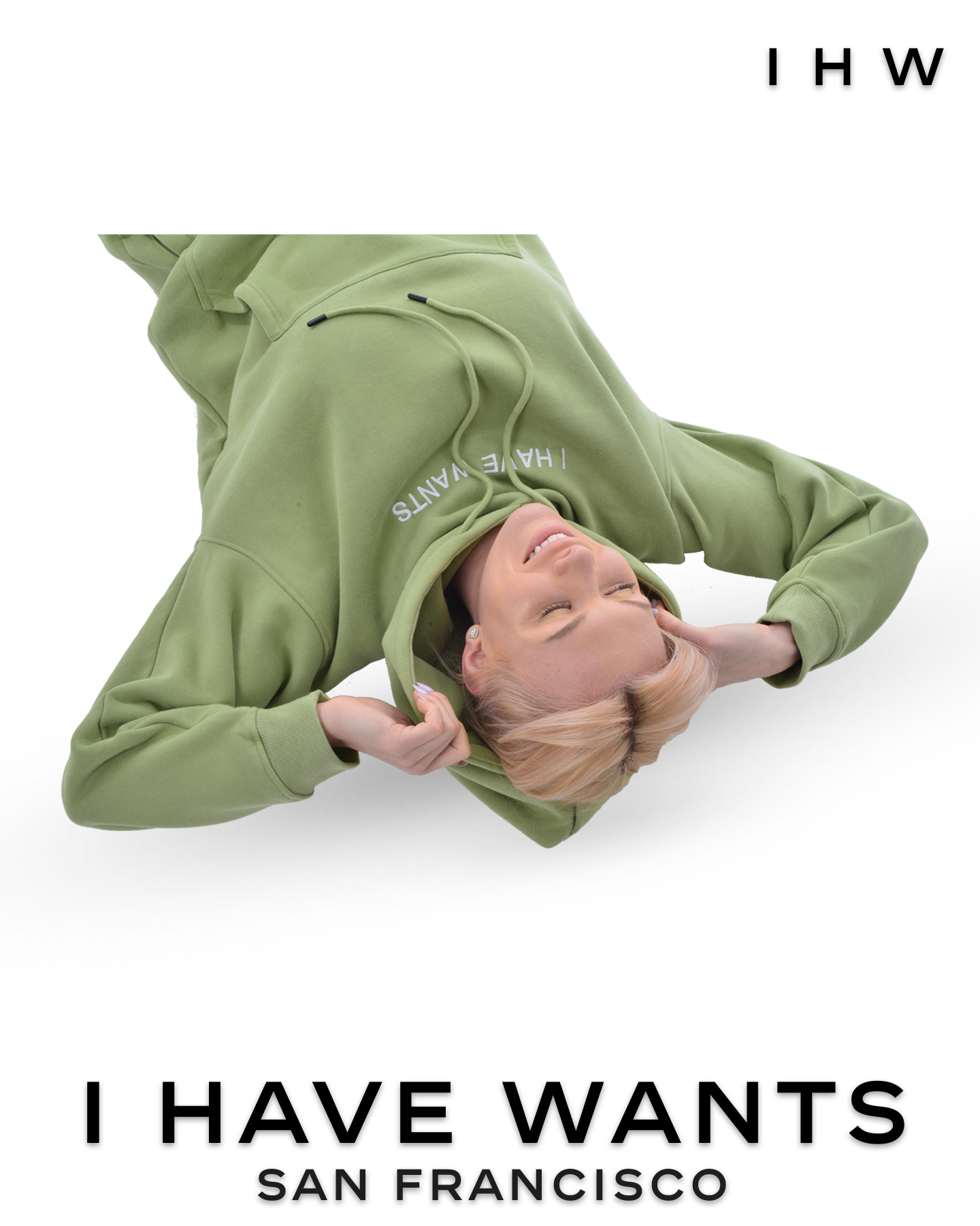 Womens Kangaroo Pocket Drawstring Matcha Green Hoodie & Joggers - I Have Wants Logo
