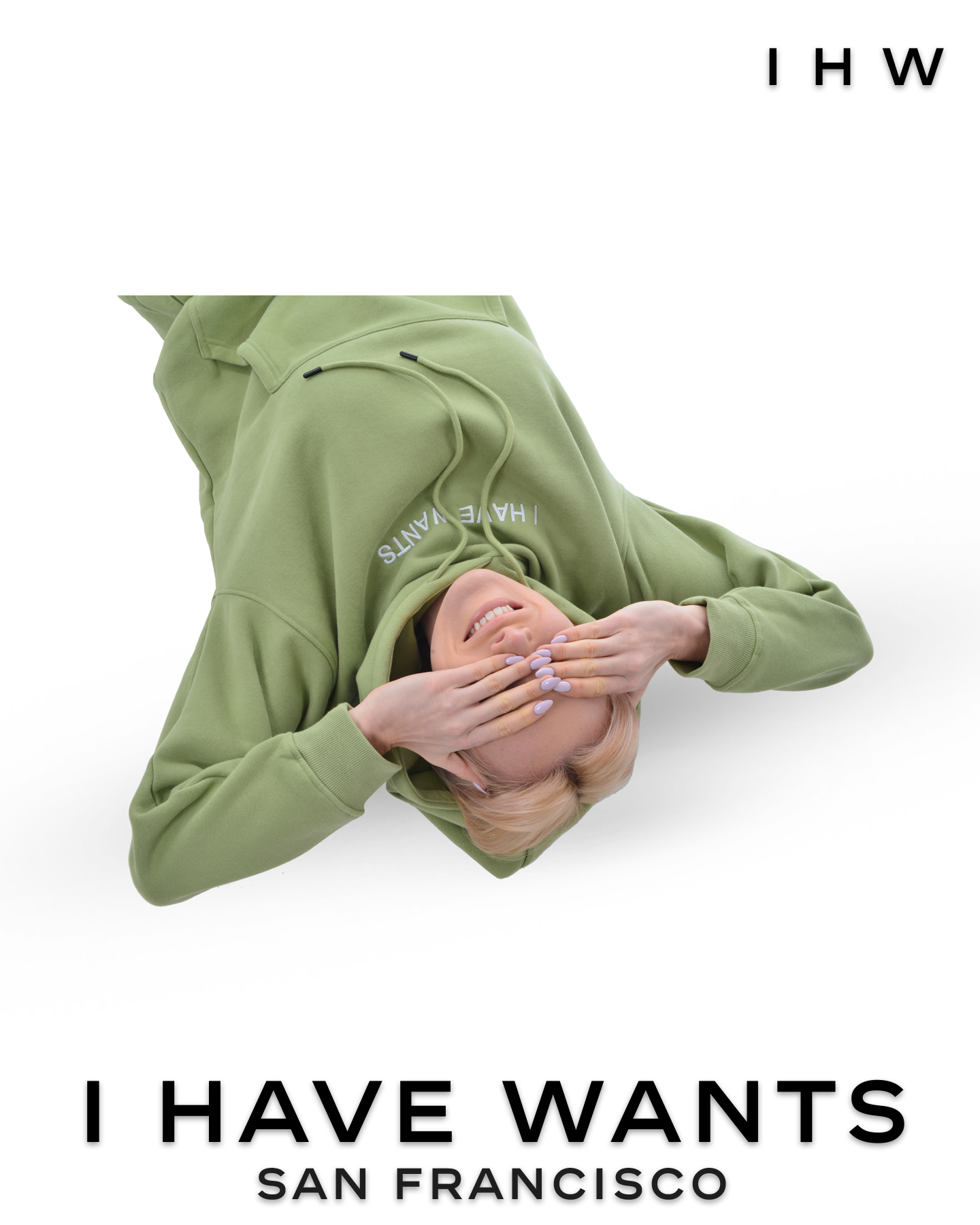 Womens Kangaroo Pocket Drawstring Matcha Green Hoodie & Joggers - I Have Wants Logo