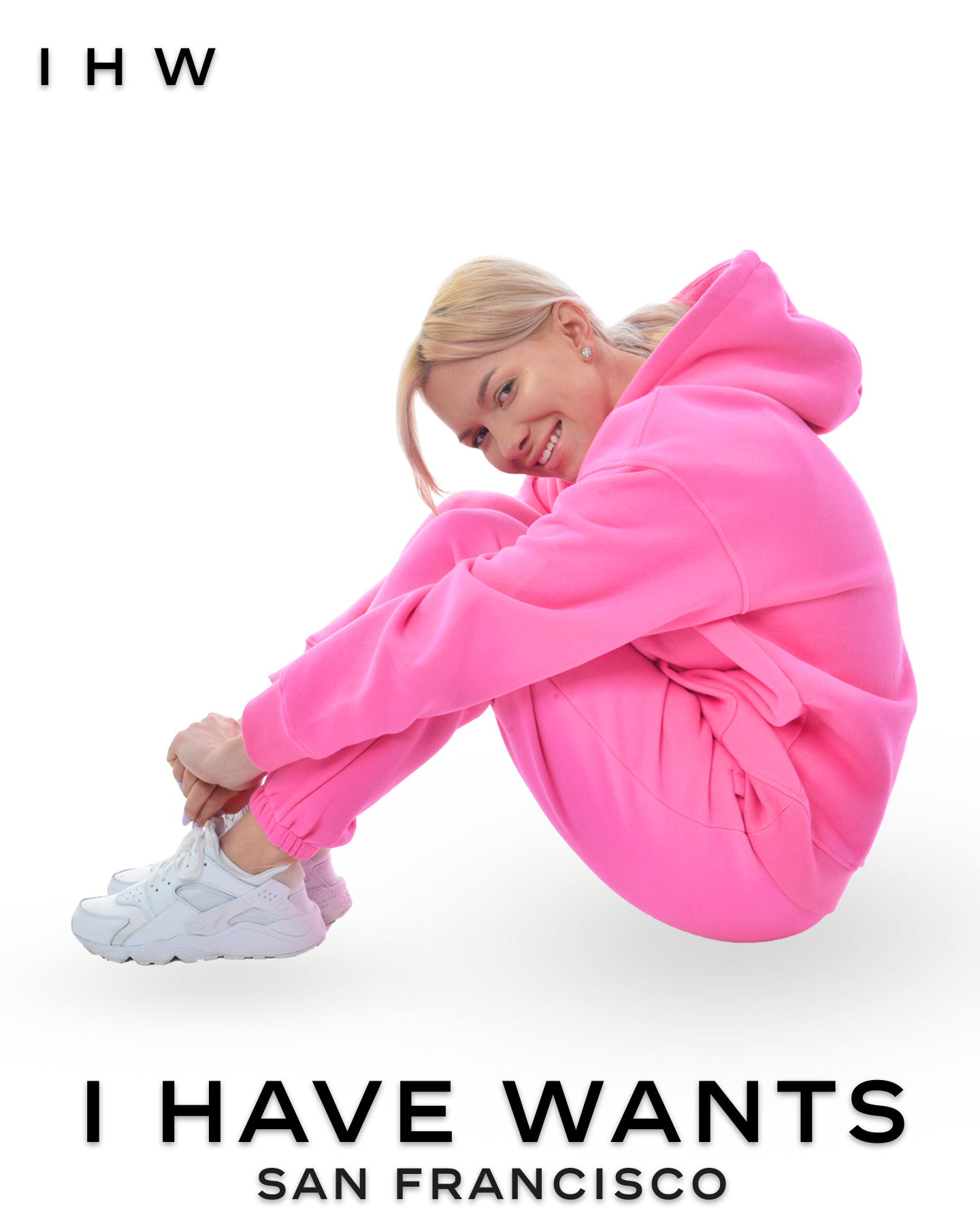 Womens Kangaroo Pocket Drawstring Pink Hoodie & Joggers - I Have Wants Logo