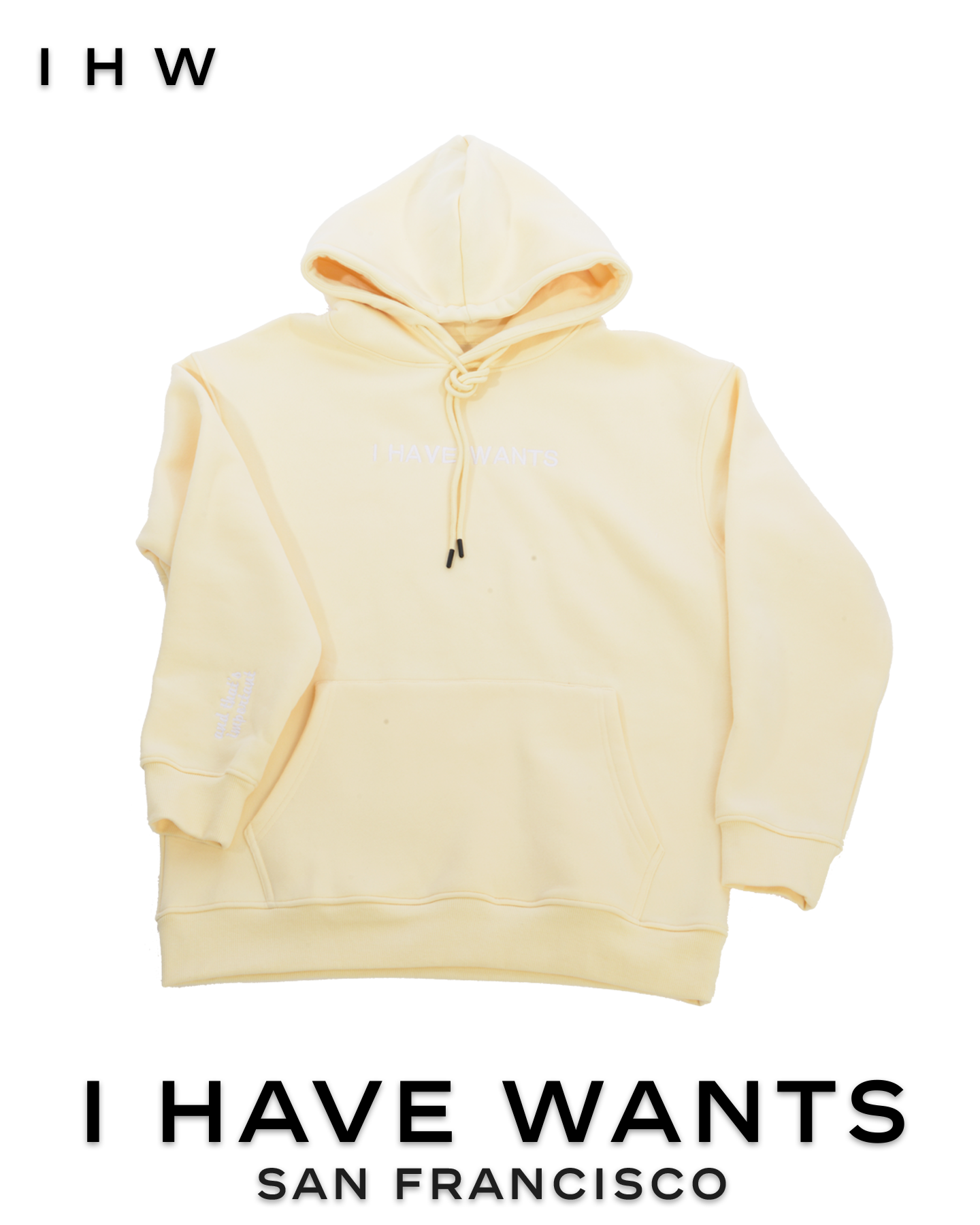 Womens Kangaroo Pocket Drawstring Ivory White Hoodie & Joggers - I Have Wants Logo