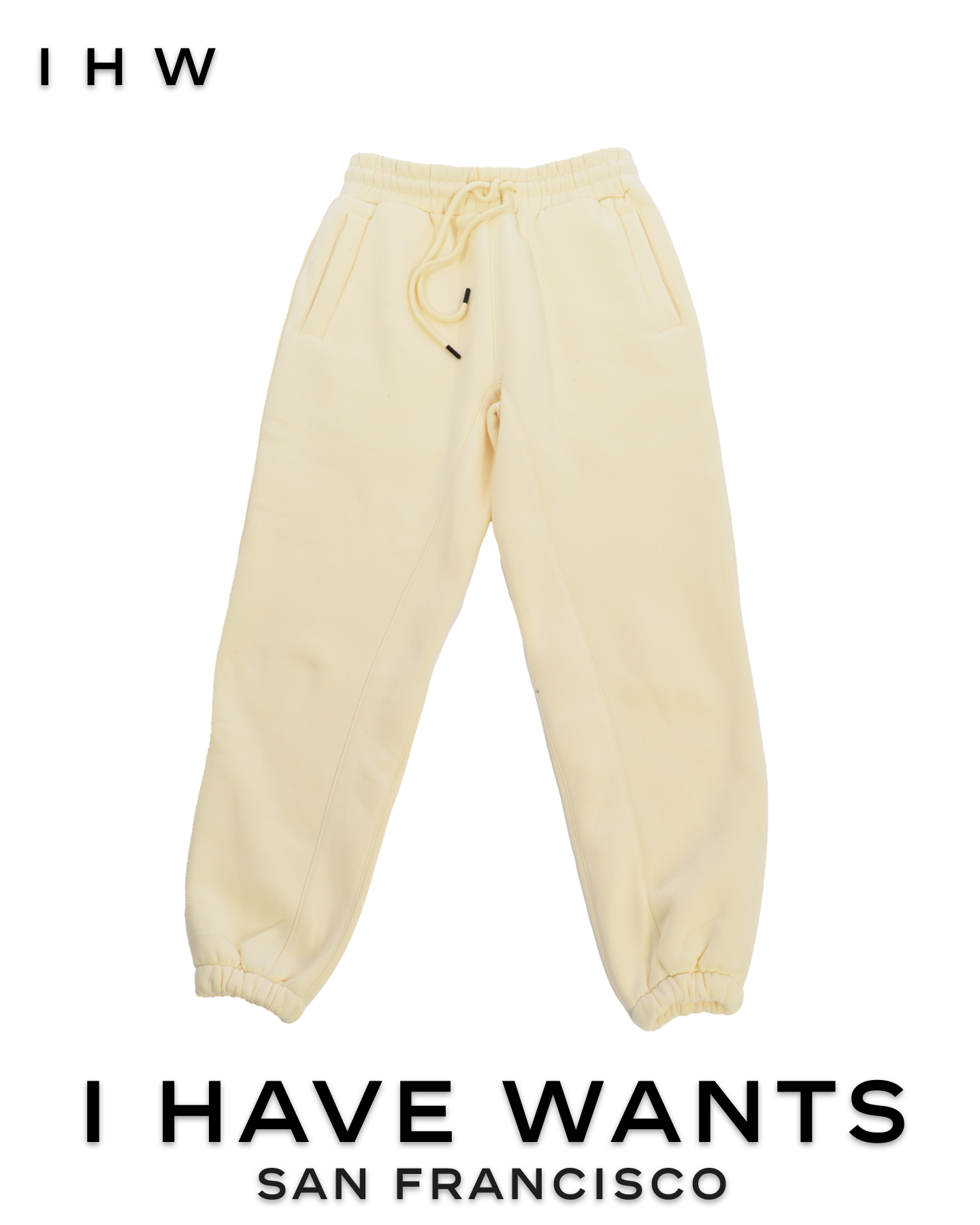 Womens Kangaroo Pocket Drawstring Ivory White Hoodie & Joggers - I Have Wants Logo