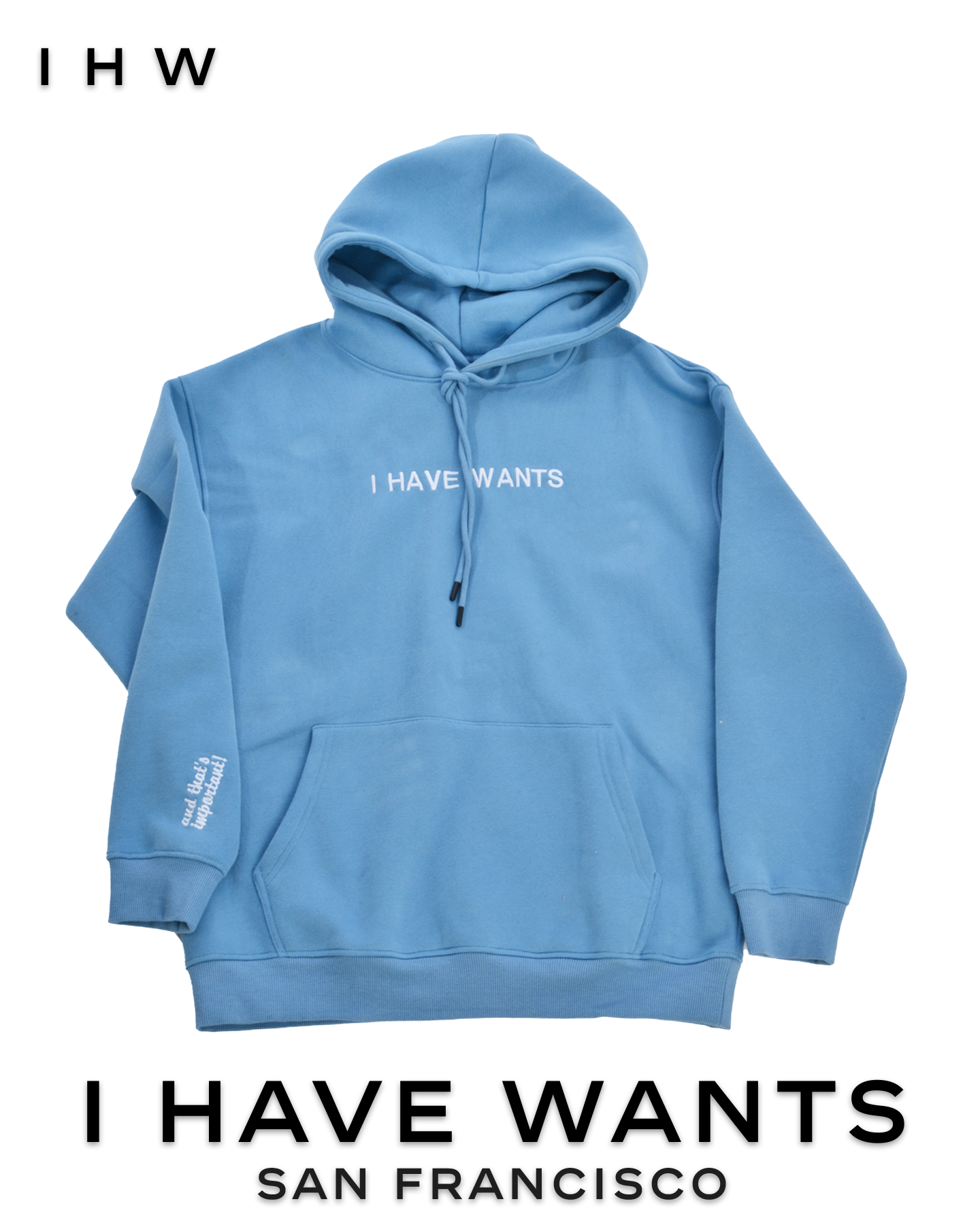 Womens Kangaroo Pocket Drawstring Blue Hoodie & Joggers - I Have Wants Logo