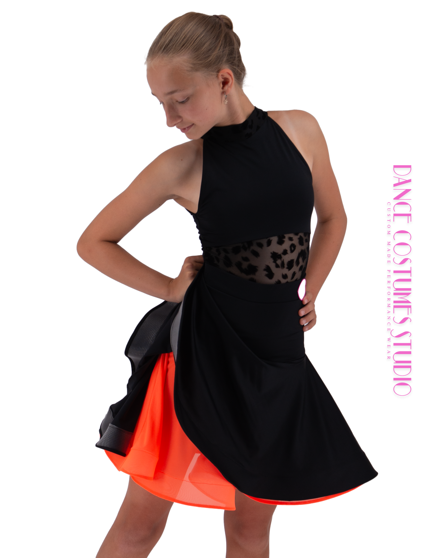 Dolly  Dance Skirt - Black and Orange