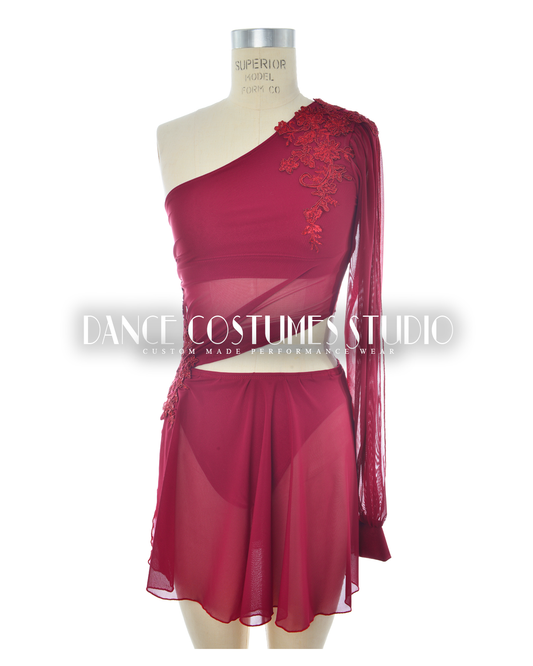 Burgundy Allure Lyrical Dance Costume